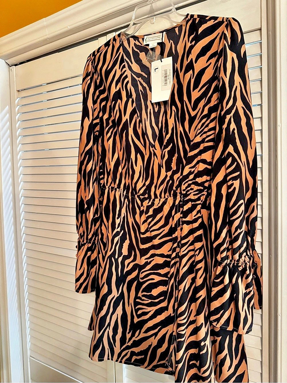 Loveriche LR-D4305 Animal Print Mini Dress in Brown & Black Size Large NWT